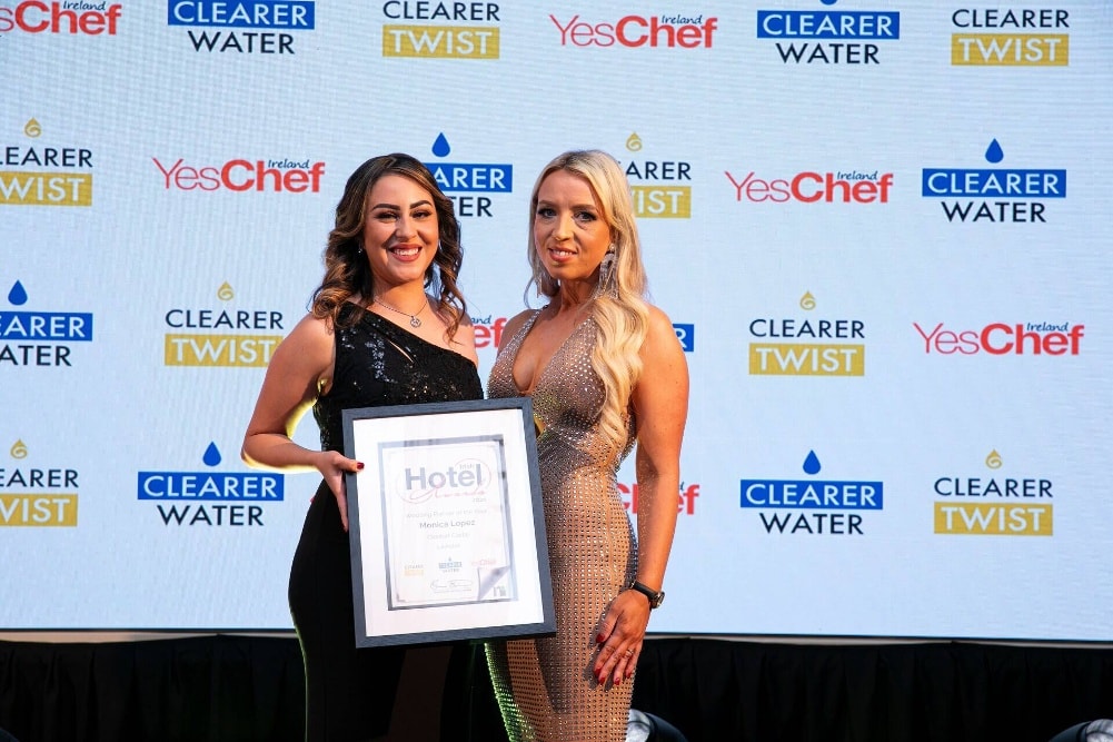 Monica Lopez, wedding co-ordinator receives an award for the best Wedding Planner of the year for her work Clontarf Castle Wedding Venue in Dublin